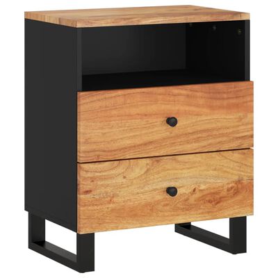 vidaXL Bedside Cabinet 50x33x62 cm Solid Wood Acacia&Engineered Wood