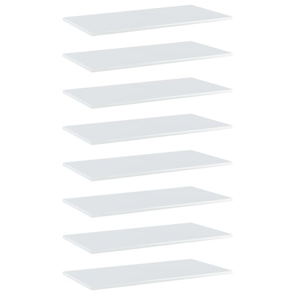 vidaXL Bookshelf Boards 8 pcs High Gloss White 80x40x1.5 cm Engineered Wood