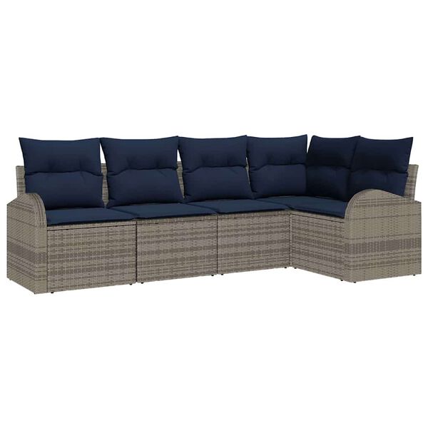 vidaXL Garden Sofa Set Grey Poly Rattan