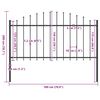 vidaXL Garden Fence with Spear Top Steel 181x150 cm Black