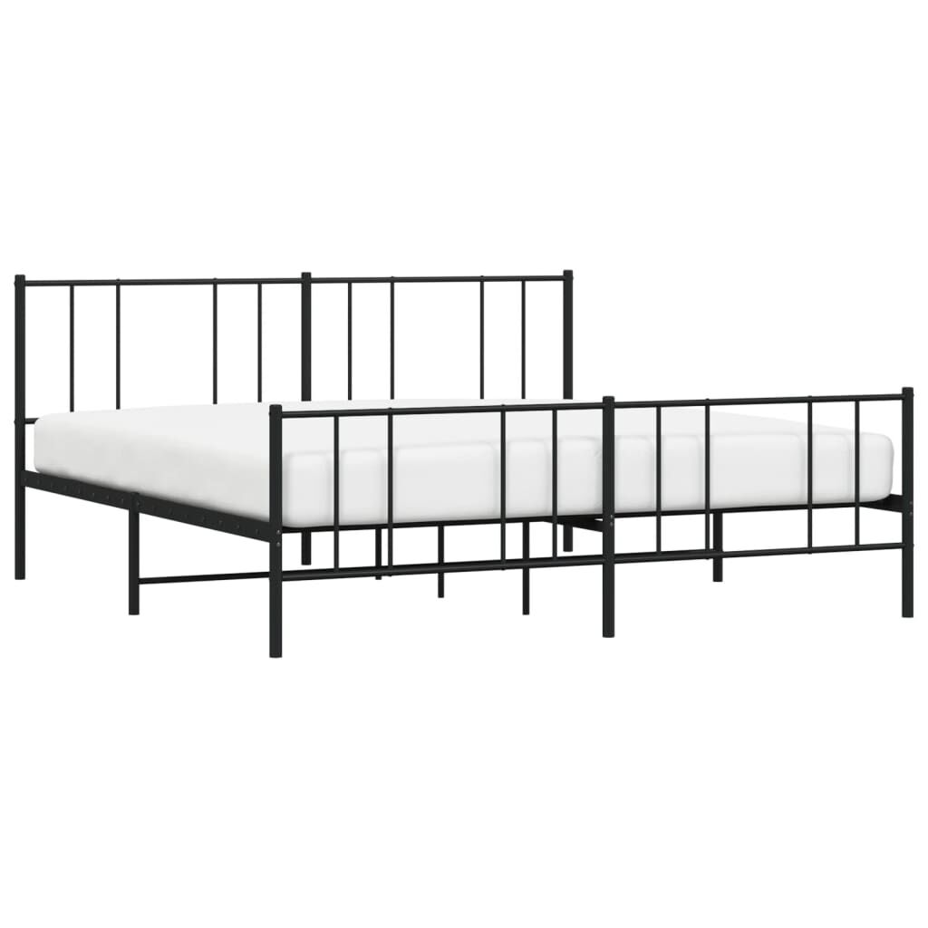 vidaXL Metal Bed Frame without Mattress with Footboard Black 183x213cm