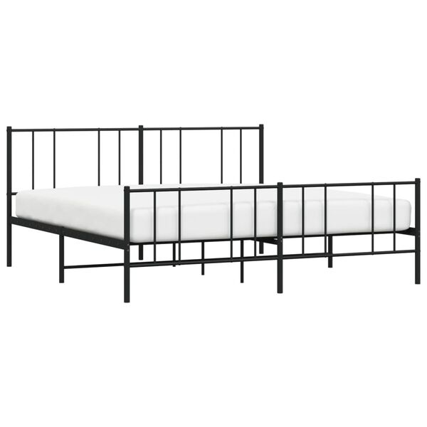 vidaXL Metal Bed Frame without Mattress with Footboard Black 183x213cm