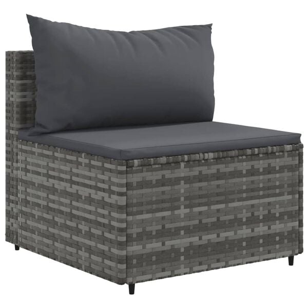 vidaXL 9 Piece Garden Lounge Set with Cushions Grey Poly Rattan