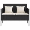 vidaXL Garden Bench with Cushions Black Poly Rattan