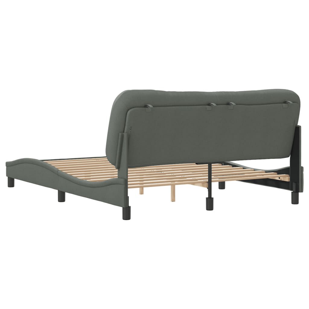 vidaXL Bed Frame without Mattress Dark Grey 152x203 cm Queen Fabric