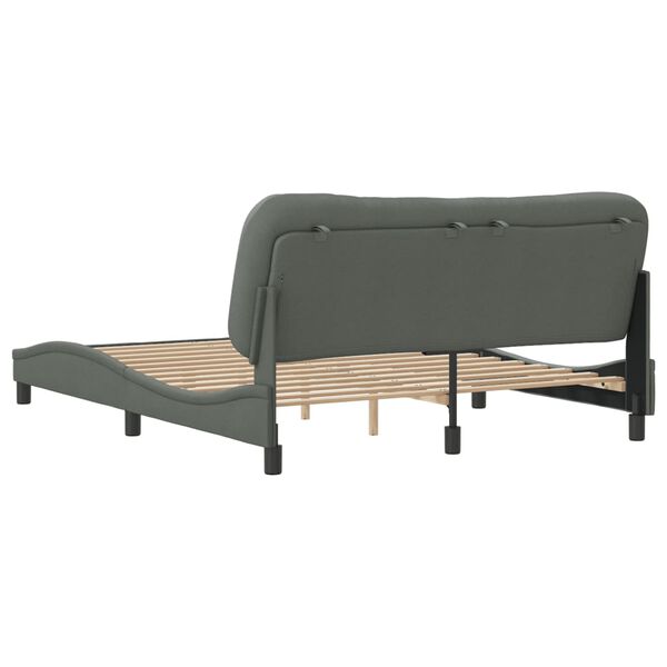 vidaXL Bed Frame without Mattress "Hvar" Dark Grey 152x203 cm Queen Fabric