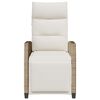 vidaXL Reclining Garden Chair with Side Table Beige Poly Rattan