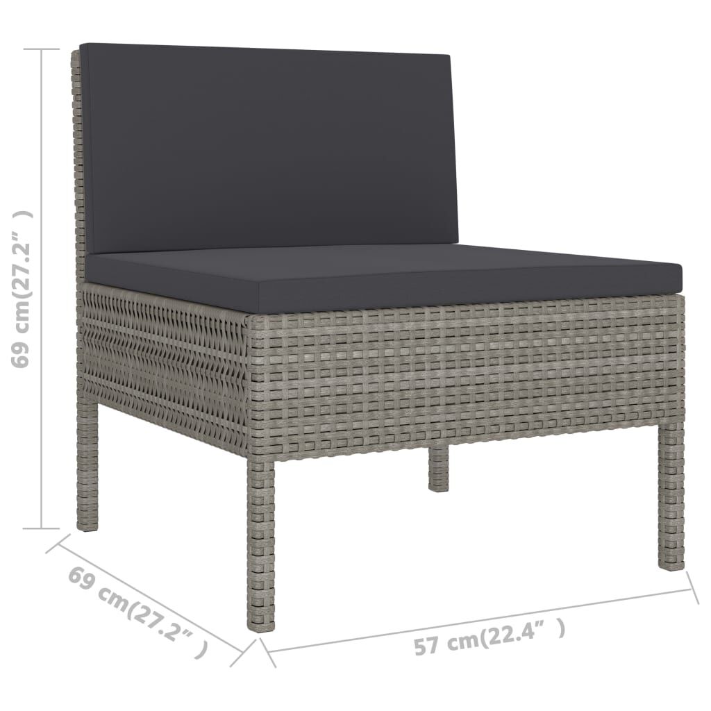 vidaXL 2 Piece Garden Lounge Set with Cushions Poly Rattan Grey