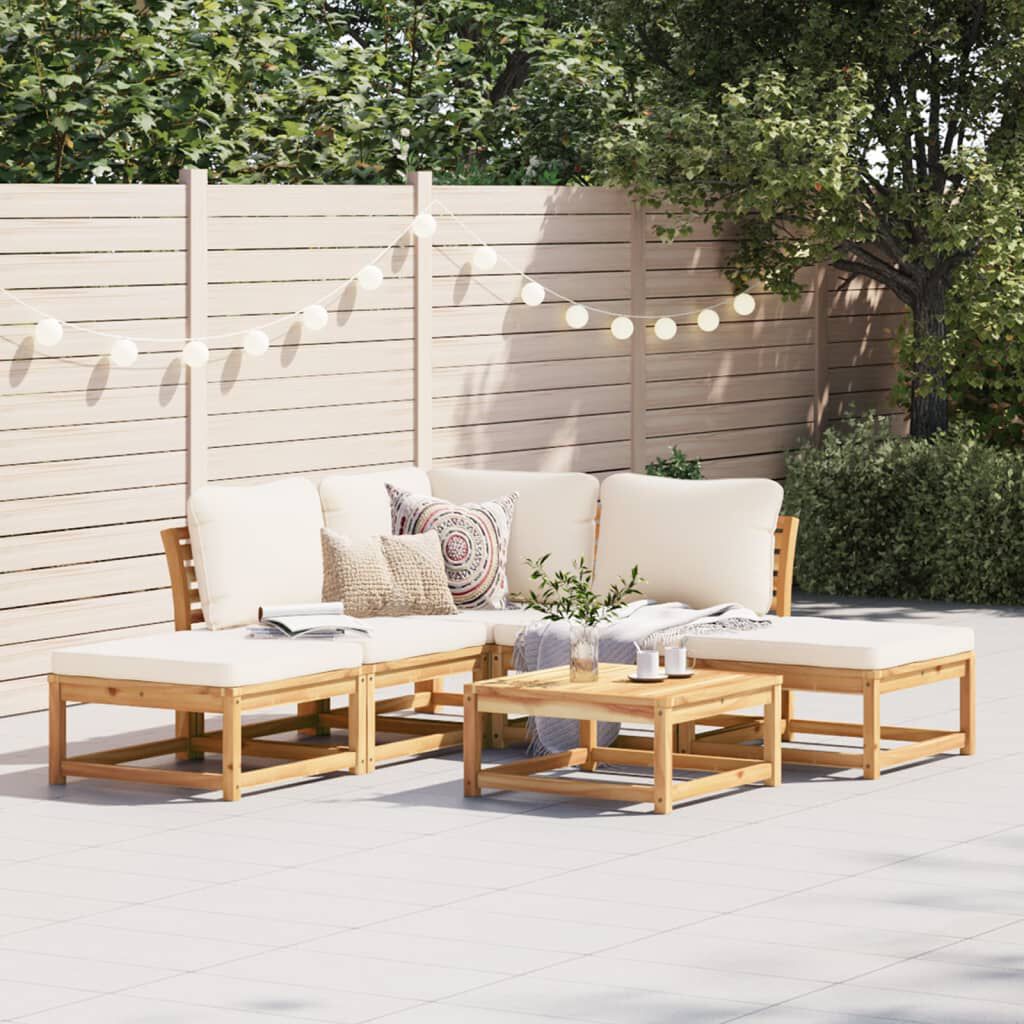 vidaXL 6 Piece Garden Lounge Set with Cushions Solid Wood Acacia