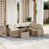 vidaXL 7 Piece Garden Sofa Set with Cushions Beige Poly Rattan