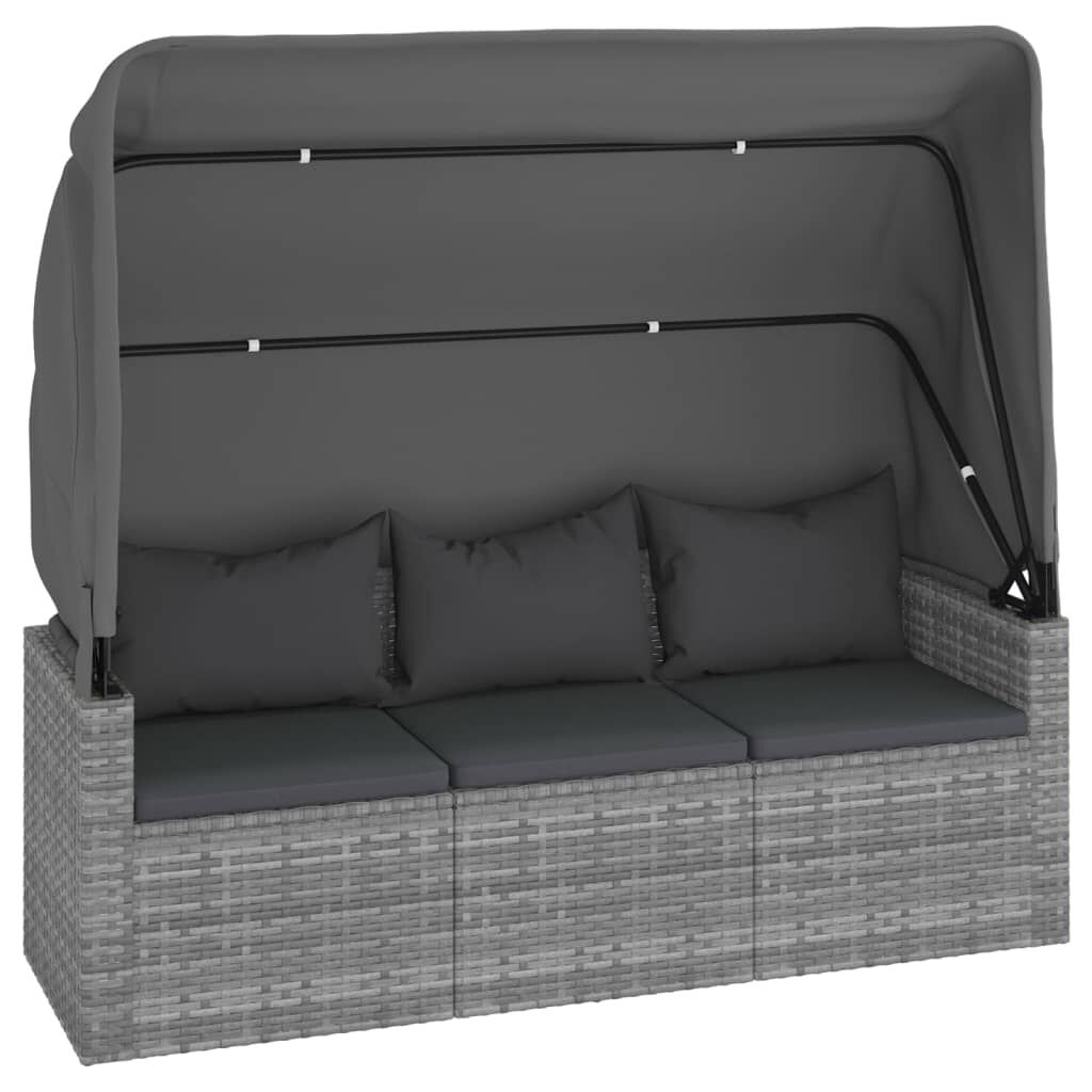 vidaXL 4 Piece Garden Sofa Set with Cushions Grey Poly Rattan