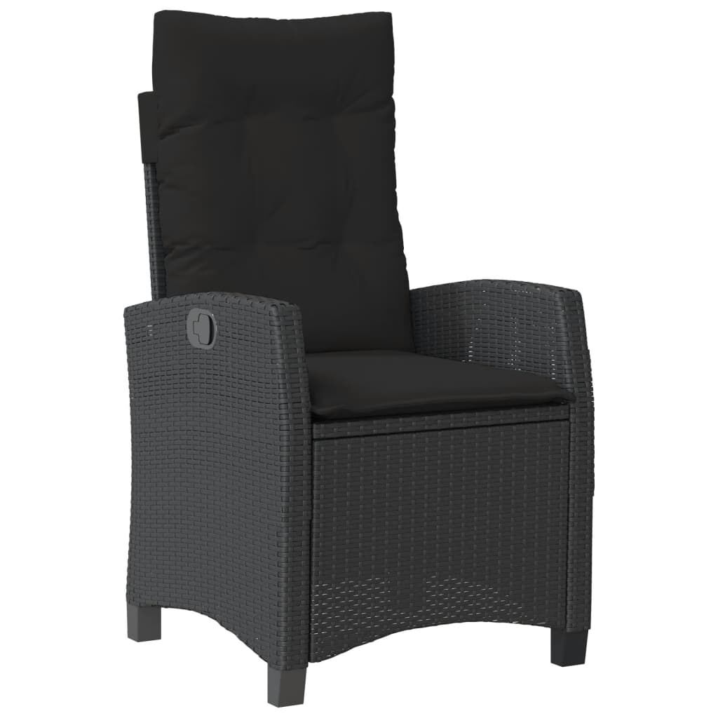 vidaXL 2 Piece Garden Dining Set with Cushions Black Poly Rattan