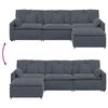 vidaXL Modular Sofa with Footstool and Cushions Dark Grey