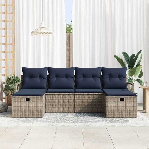 vidaXL Garden Sofa Set 6 pcs Grey and navy 230 x 117 x 85 cm