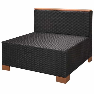 vidaXL 8 Piece Garden Lounge Set with Cushions Poly Rattan Black