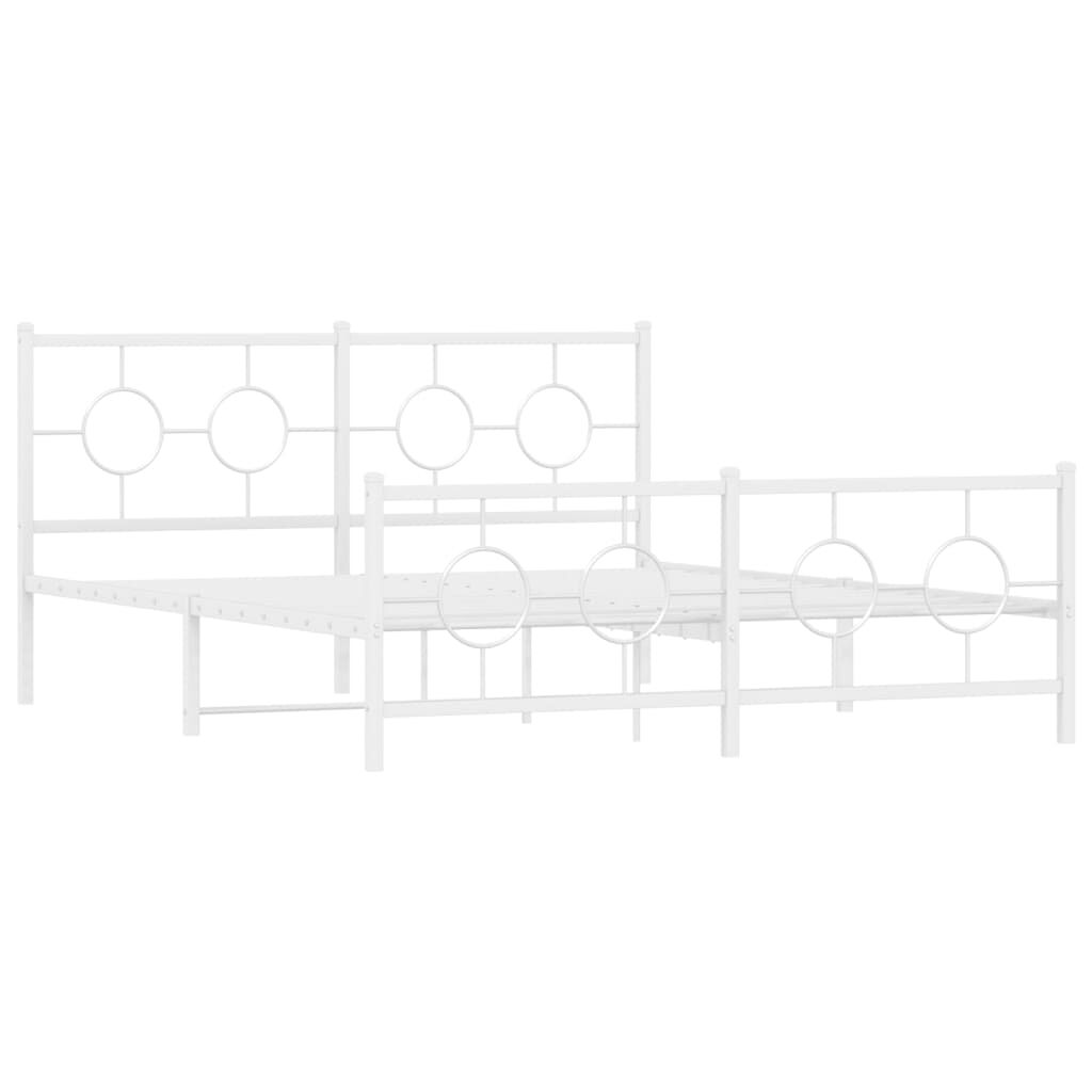 vidaXL Metal Bed Frame without Mattress with Footboard White 150x200cm