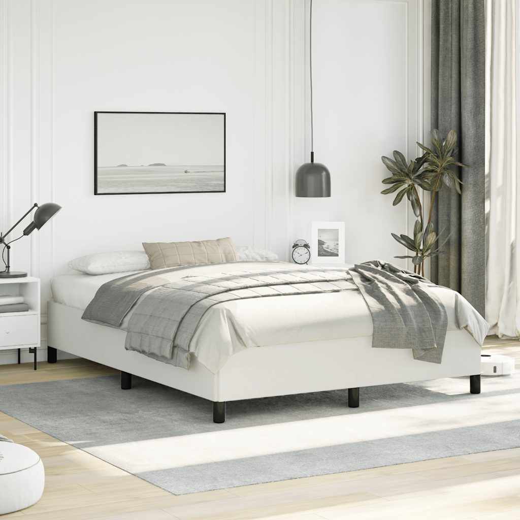 vidaXL Bed Frame without Mattress White 152x203 cm Queen Faux Leather