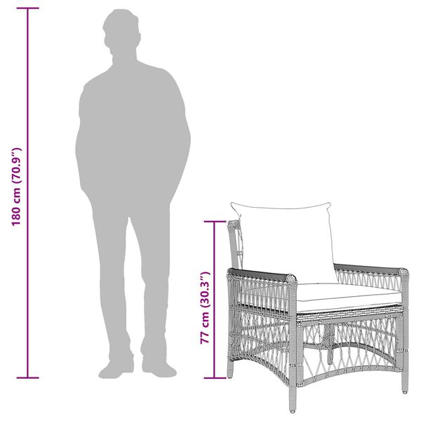 vidaXL Garden Chair with Cushions Grey Poly Rattan