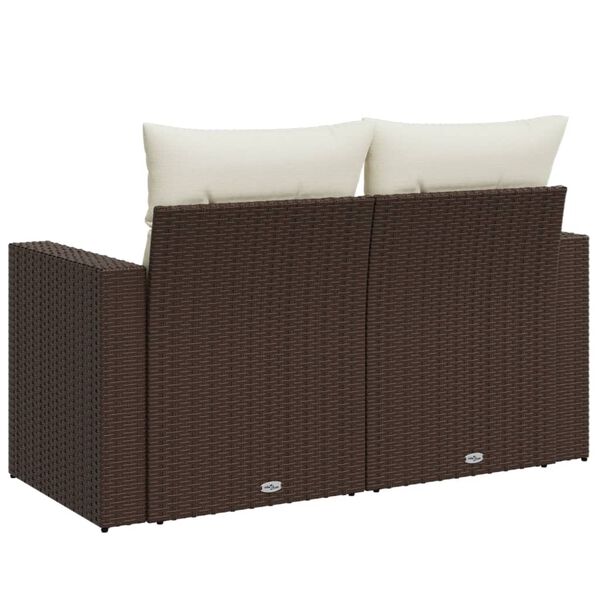 vidaXL Garden Sofa with Cushions 2-Seater Brown Poly Rattan