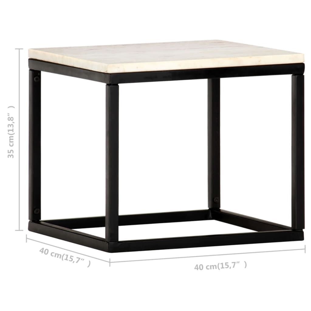 vidaXL Coffee Table White 40x40x35 cm Real Stone with Marble Texture