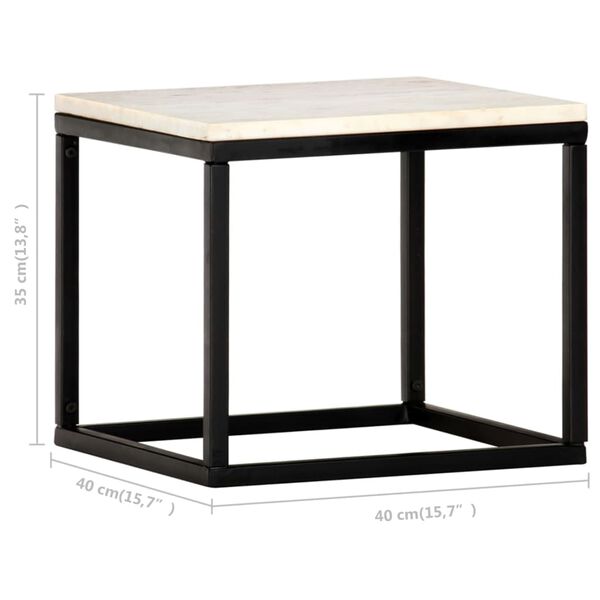 vidaXL Coffee Table White 40x40x35 cm Real Stone with Marble Texture