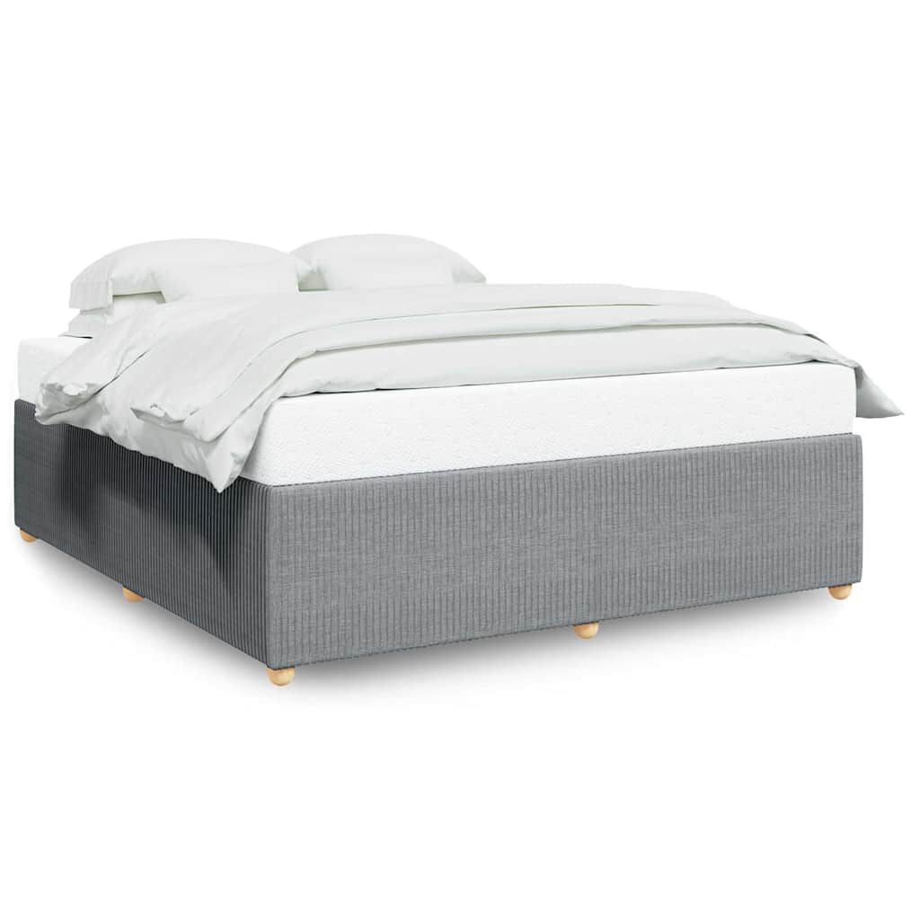 vidaXL Bed Frame without Mattress Light Grey King Fabric