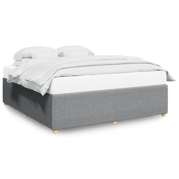 vidaXL Bed Frame without Mattress Light Grey King Fabric