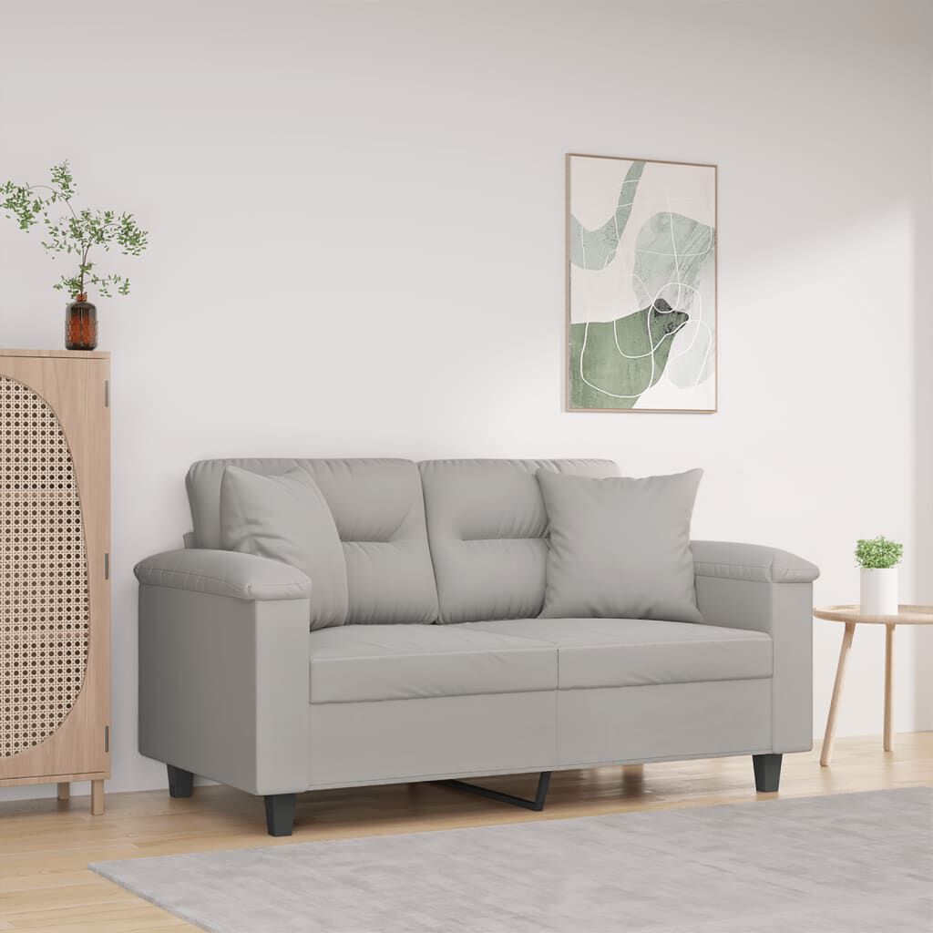 vidaXL 2-Seater Sofa with Pillows Dark Grey 120 cm Microfibre Fabric