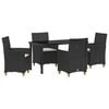 vidaXL Garden Dining Set 5 pcs Black Poly Rattan