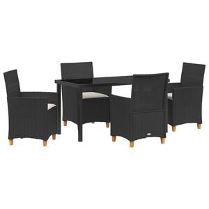 vidaXL Garden Dining Set 5 pcs Black Poly Rattan