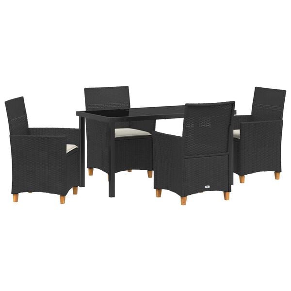 vidaXL Garden Dining Set 5 pcs Black Poly Rattan