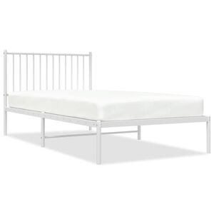 vidaXL Metal Bed Frame without Mattress with Headboard White 100x200cm