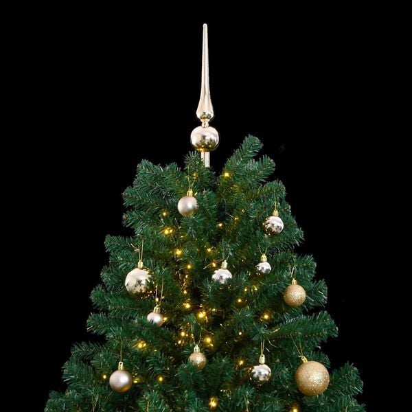 vidaXL Artificial Hinged Christmas Tree 150 LEDs & Ball Set 150 cm
