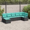 vidaXL Garden Sofa Set with Cushion 7 pcs Black and Turquoise