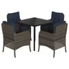 vidaXL 5 Piece Garden Dining Set with Cushions Grey Poly Rattan