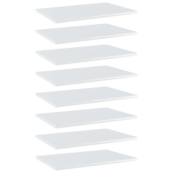 vidaXL Bookshelf Boards 8 pcs High Gloss White 60x40x1.5 cm Engineered Wood
