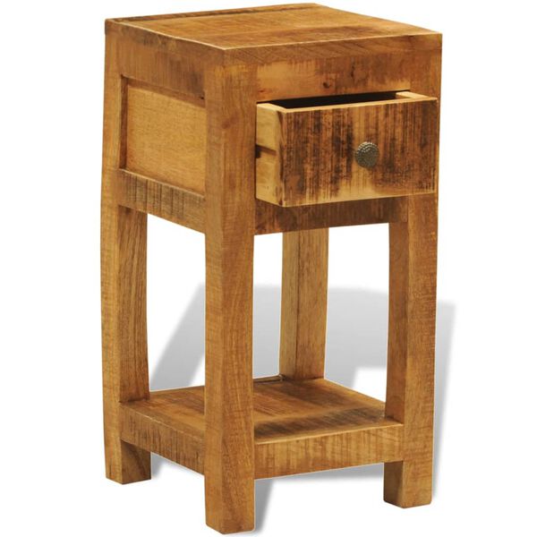 vidaXL Nightstand with 1 Drawer Solid Mango Wood