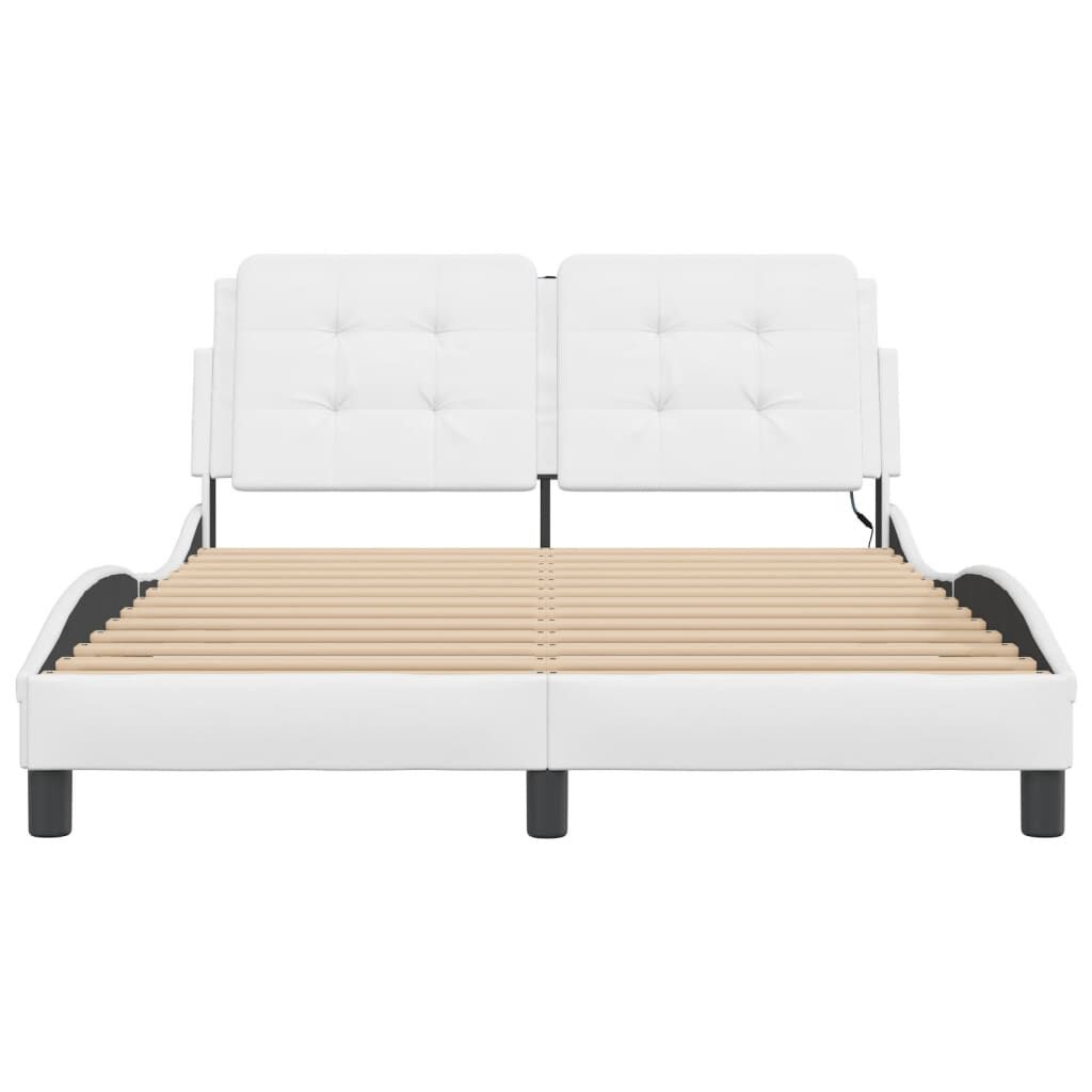 vidaXL Bed Frame with LED without Mattress "Zadar" White 137x190 cm