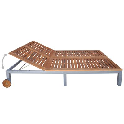 vidaXL Double Sun Lounger Solid Acacia Wood