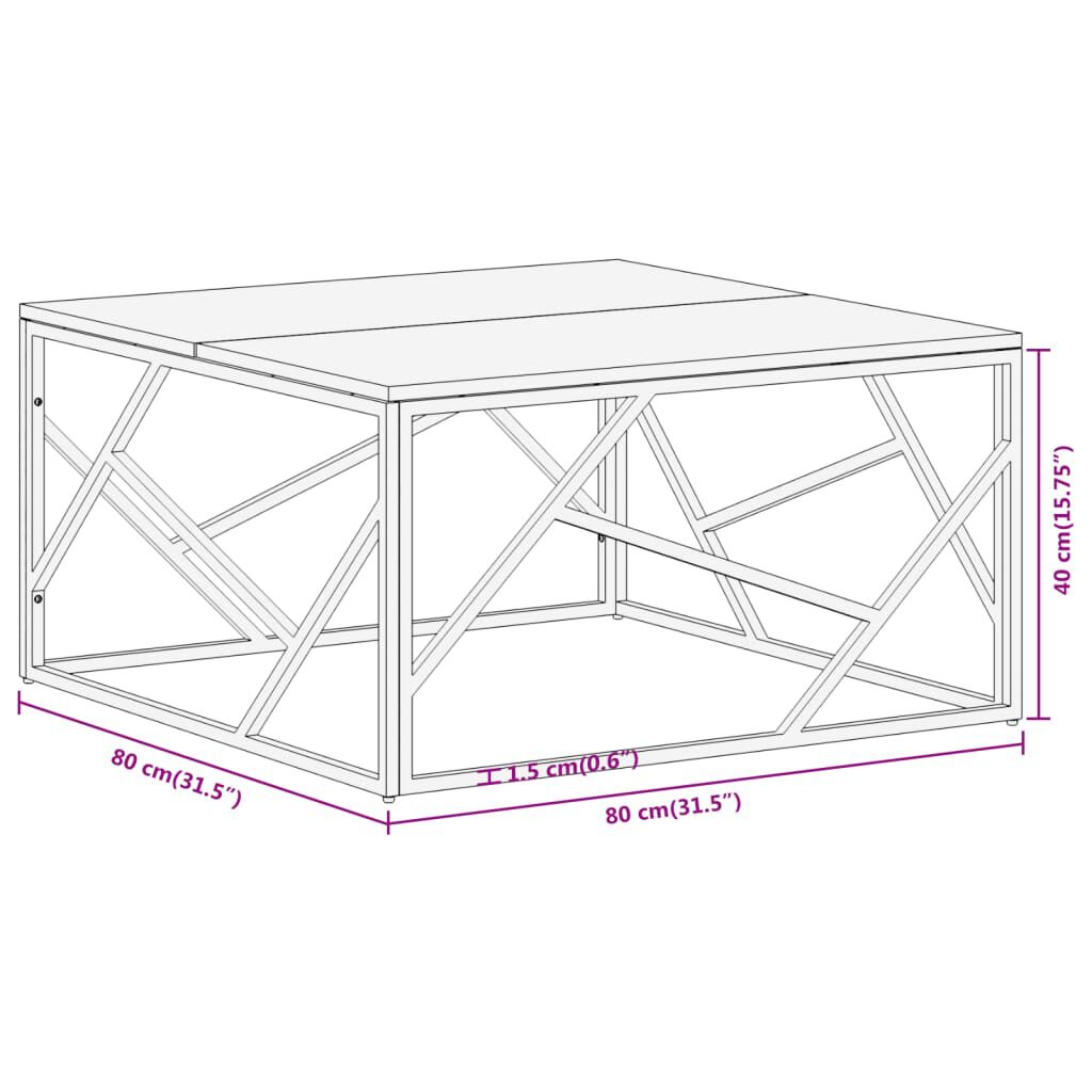 vidaXL Coffee Table Silver Stainless Steel and Solid Acacia Wood