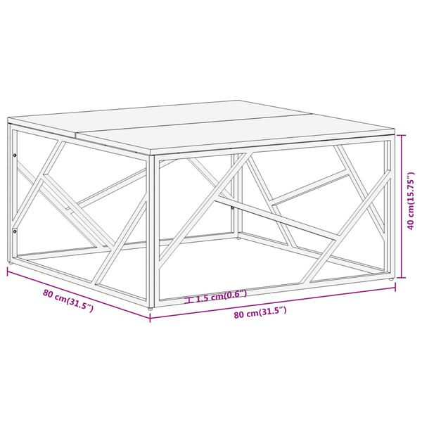 vidaXL Coffee Table Silver Stainless Steel and Solid Acacia Wood
