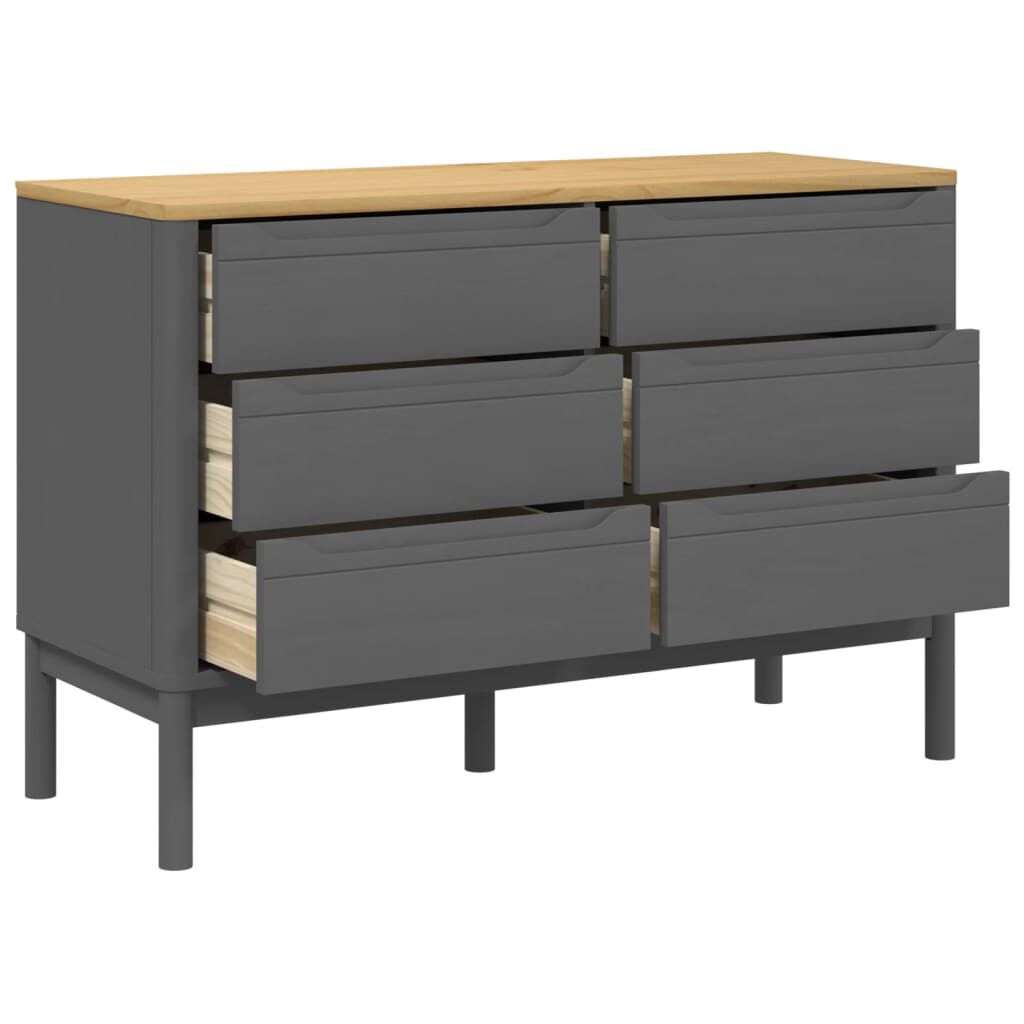 vidaXL Chest of Drawers FLORO Grey Solid Wood Pine