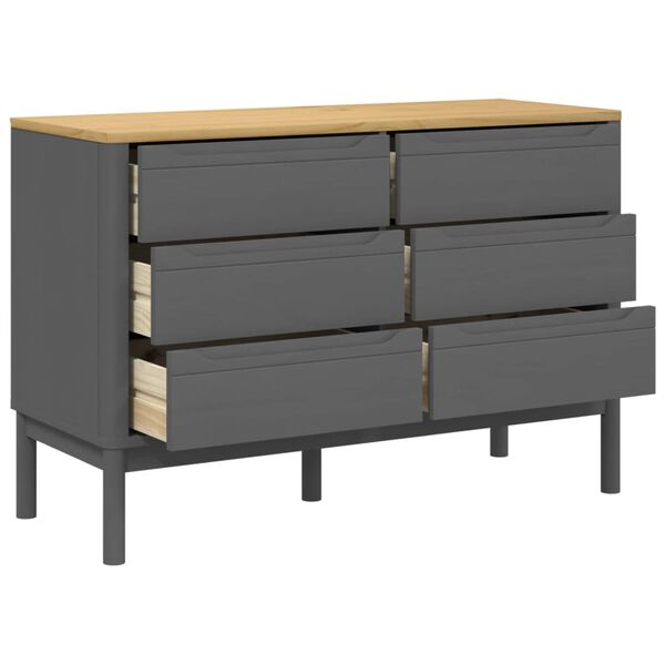 vidaXL Chest of Drawers FLORO Grey Solid Wood Pine