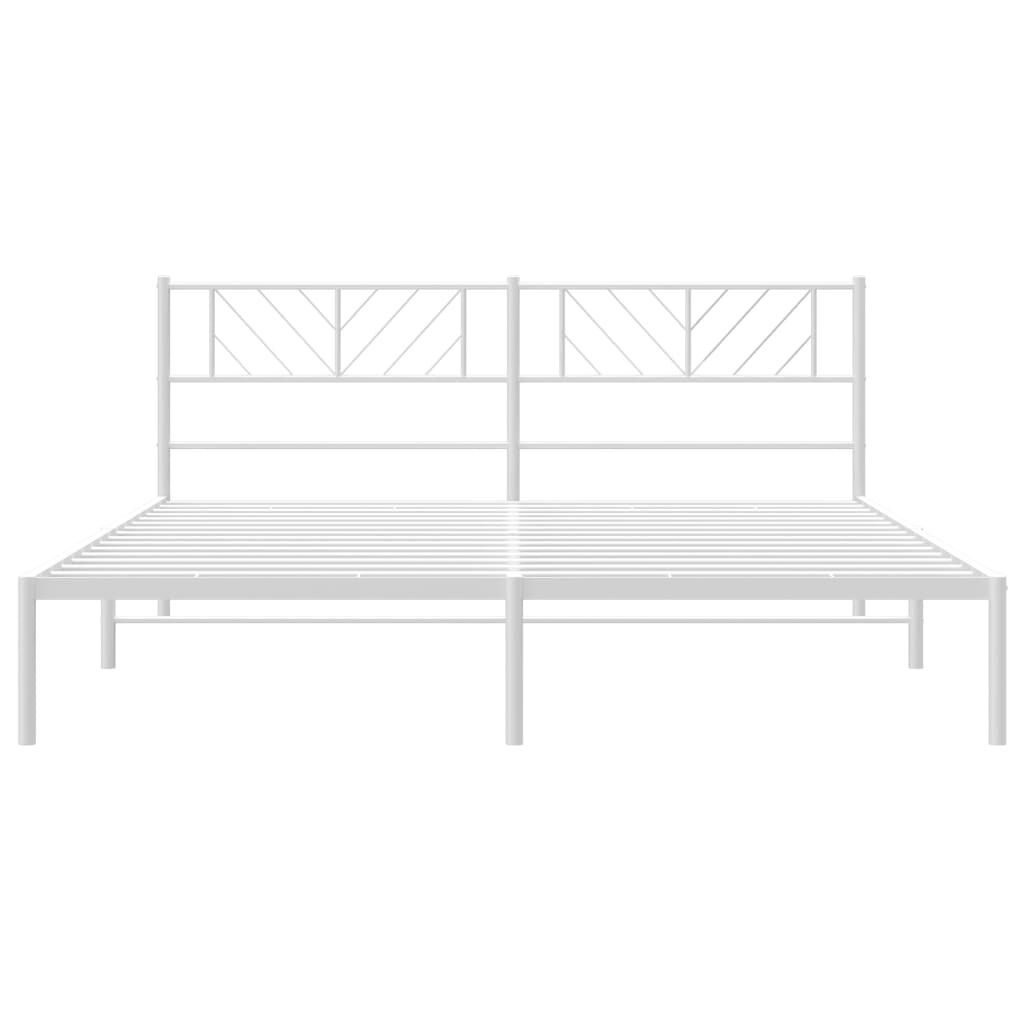 vidaXL Metal Bed Frame without Mattress with Headboard White 183x213cm