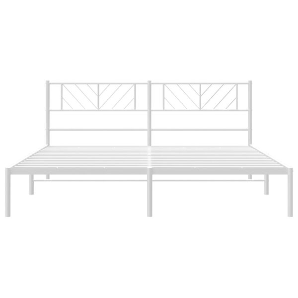 vidaXL Metal Bed Frame without Mattress with Headboard White 183x213cm