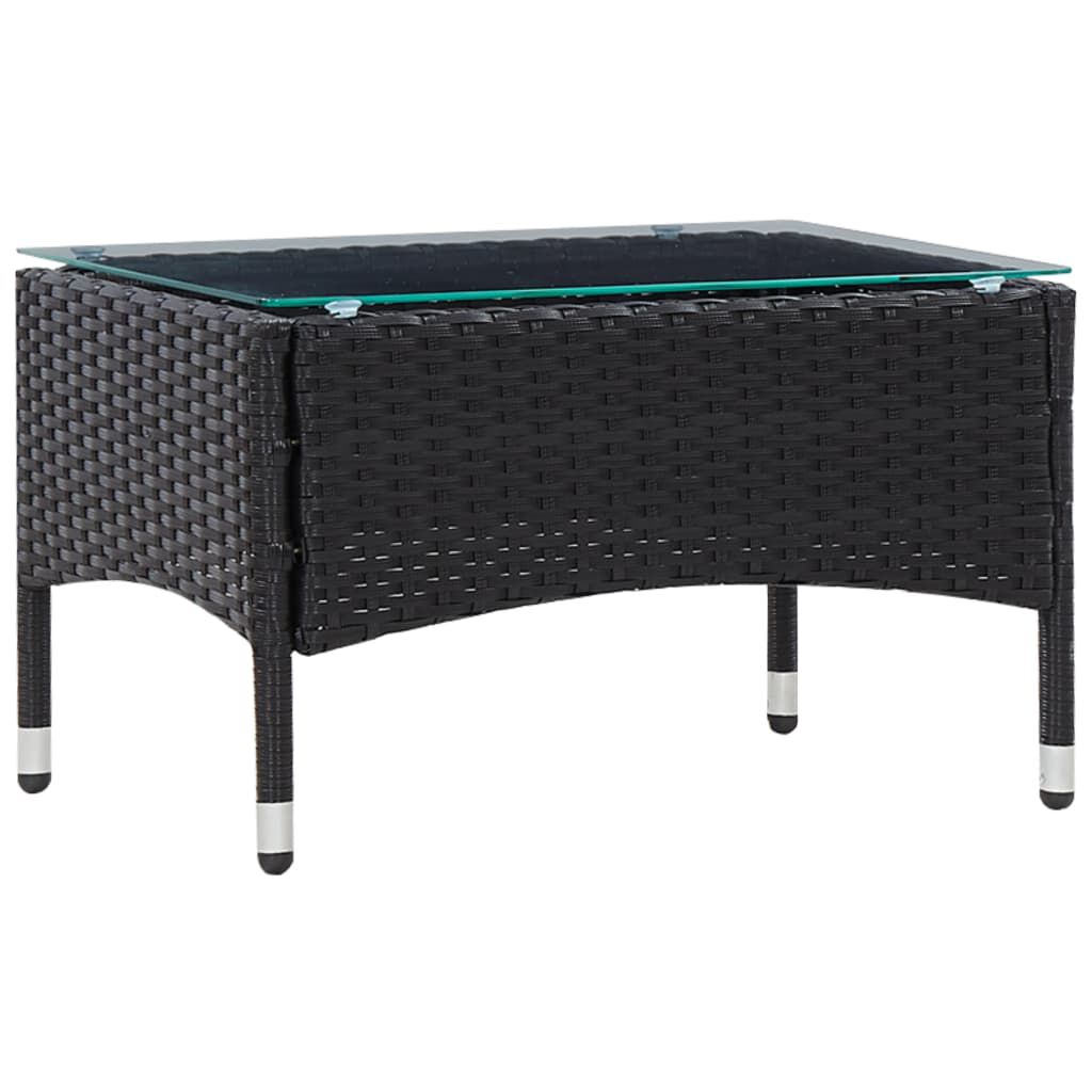 vidaXL 5 Piece Garden Lounge Set With Cushions Poly Rattan Black