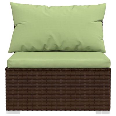 vidaXL 4 Piece Garden Lounge Set with Cushions Poly Rattan Brown