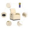 vidaXL Electric Massage Recliner Chair Cream Fabric