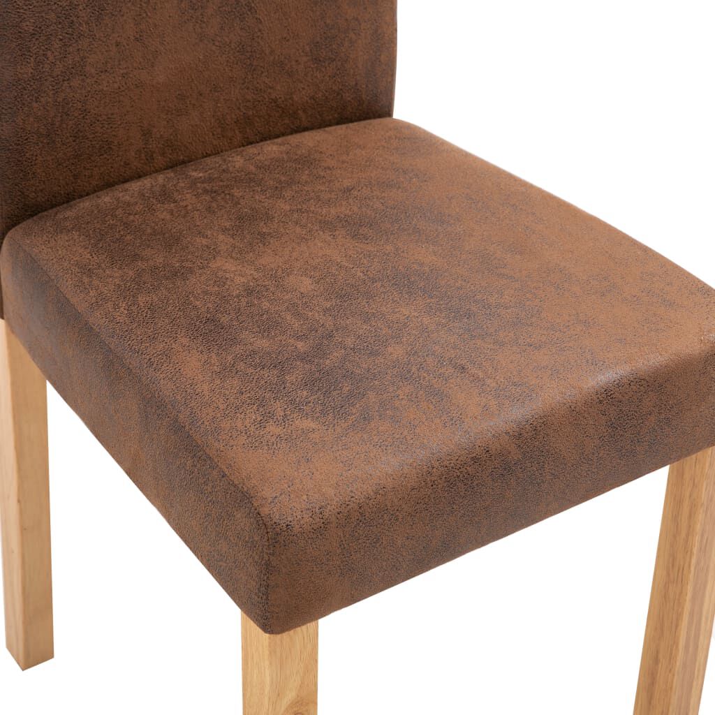 vidaXL Dining Chairs 2 pcs Brown Faux Suede Leather