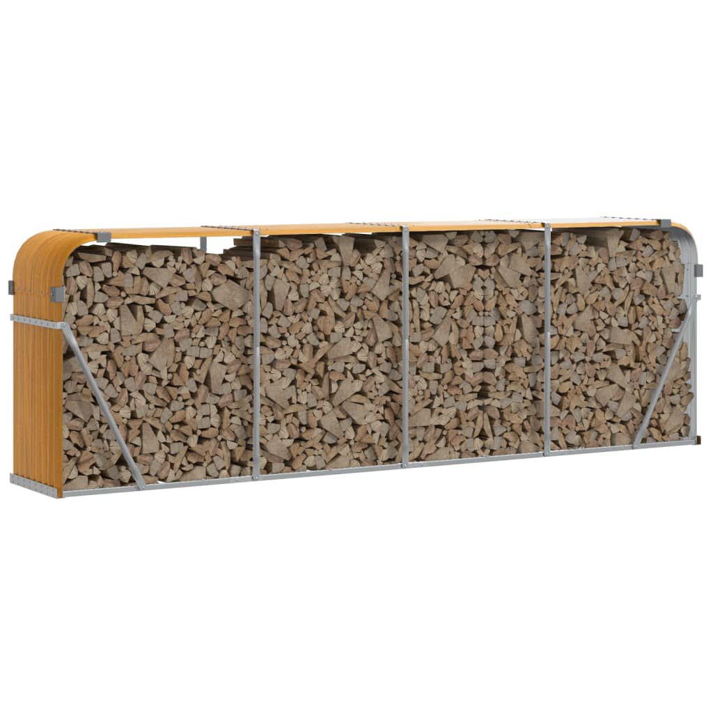 vidaXL Log Holder Light Brown 300x45x100 cm Galvanised Steel